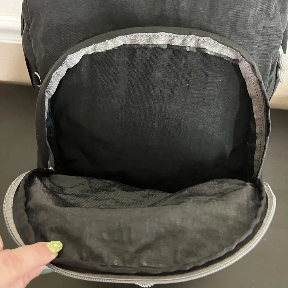 Kipling Hiker Expandable Backpack -Black Mint‎ Trim